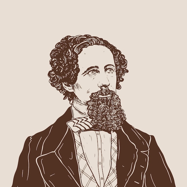 Ręcznie Narysowana Ilustracja Charlesa Dickensa