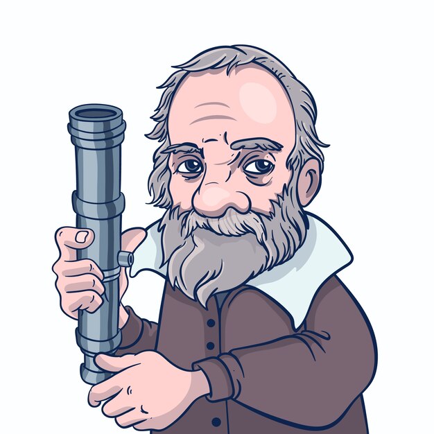 Ręcznie narysowana ilustracja Galileo Galilei