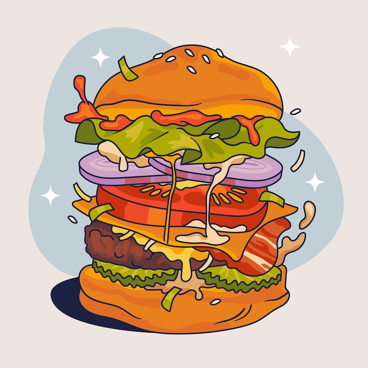 Bezpłatny plik Wektor ręcznie narysowana ilustracja hamburgera