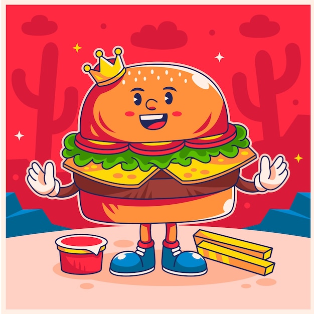 Ręcznie Narysowana Ilustracja Hamburgera