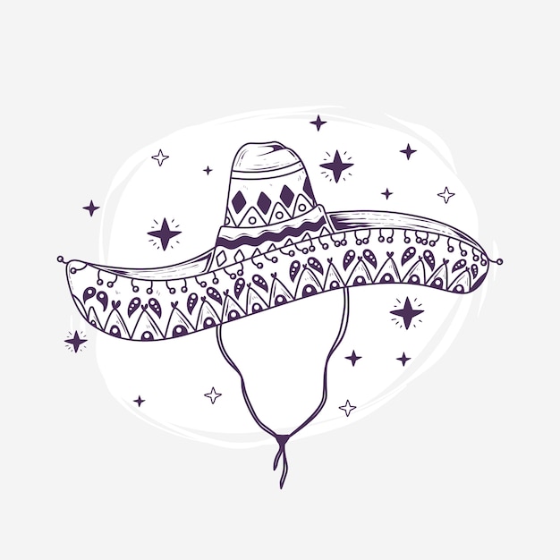 Bezpłatny wektor ręcznie narysowana ilustracja kapelusza mariachi
