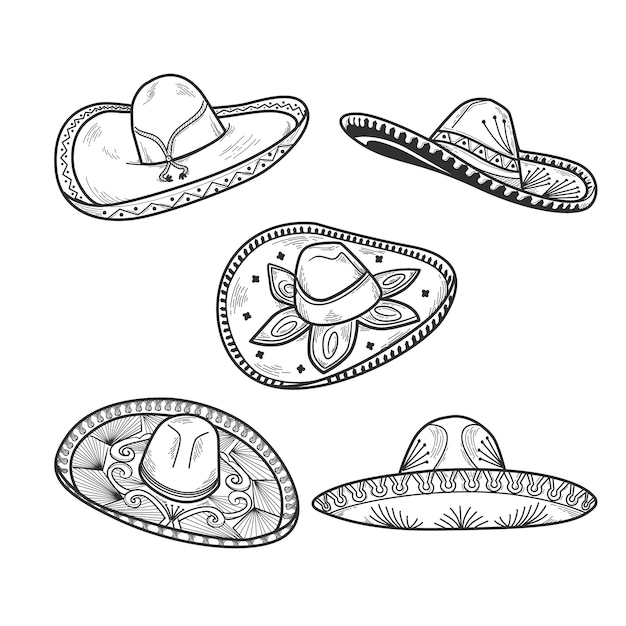 Ręcznie narysowana ilustracja kapelusza mariachi