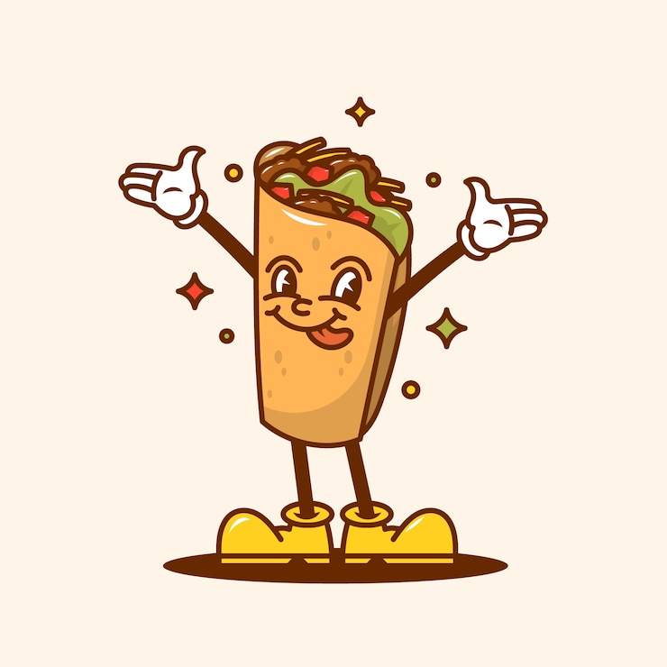 Bezpłatny plik Wektor ręcznie narysowana ilustracja kreskówki burrito
