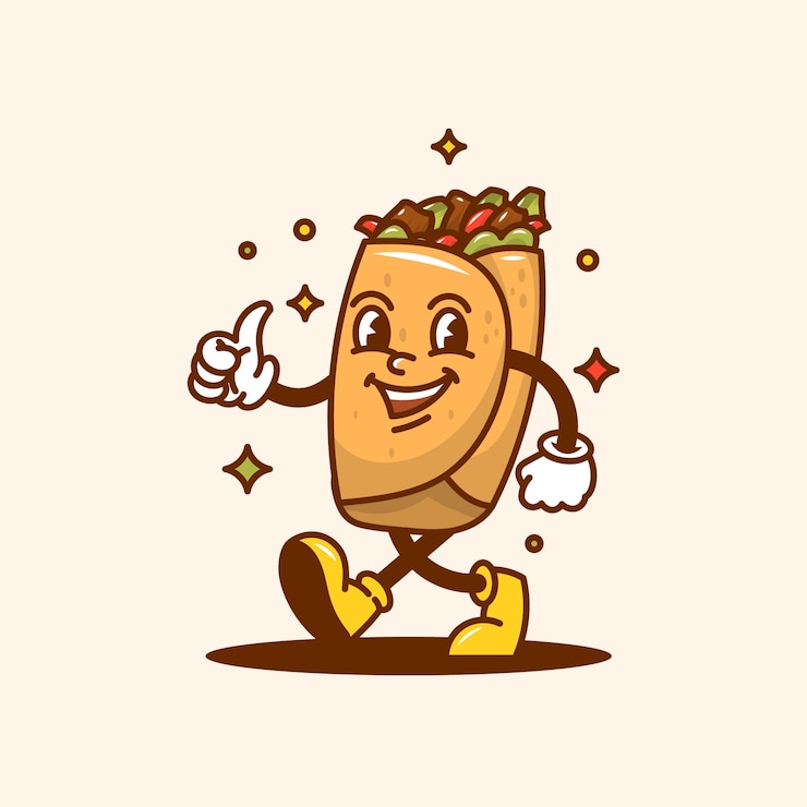 Bezpłatny plik Wektor ręcznie narysowana ilustracja kreskówki burrito
