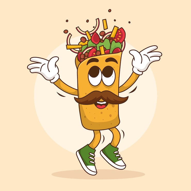 Bezpłatny plik Wektor ręcznie narysowana ilustracja kreskówki burrito