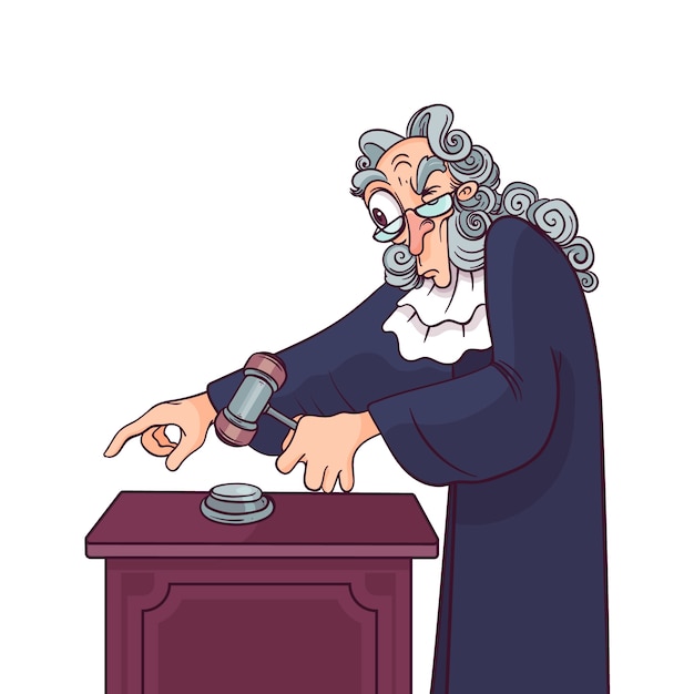 Ręcznie narysowana ilustracja kreskówki sędziego