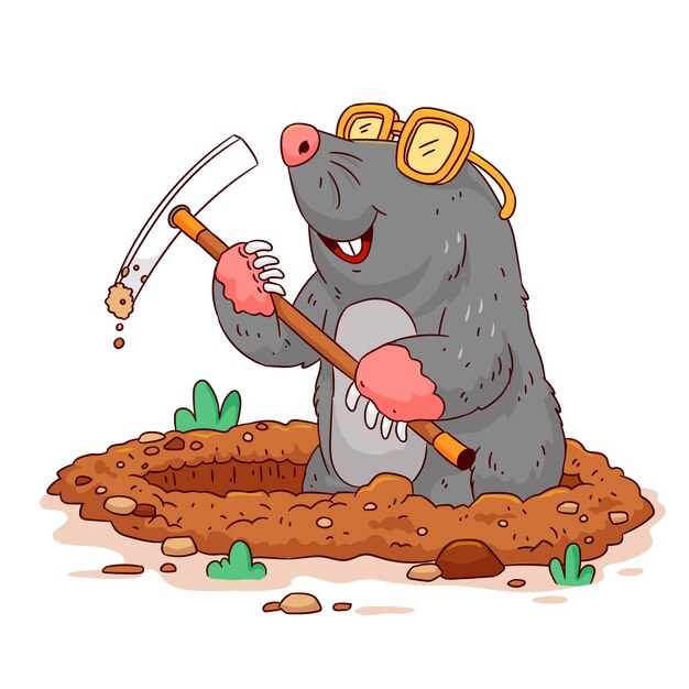 Ręcznie narysowana ilustracja kreskówkowa o kretach