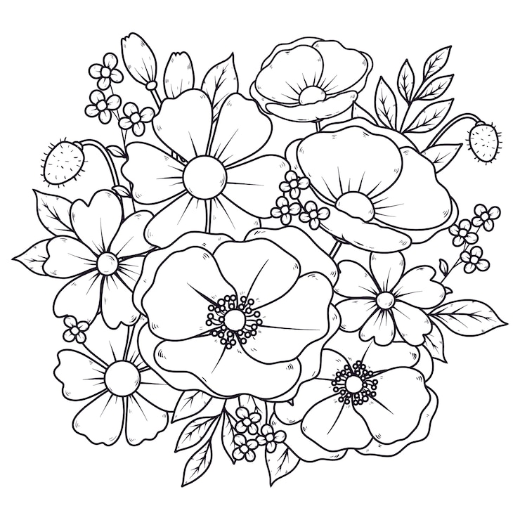 Ręcznie narysowana ilustracja kwiatowa.