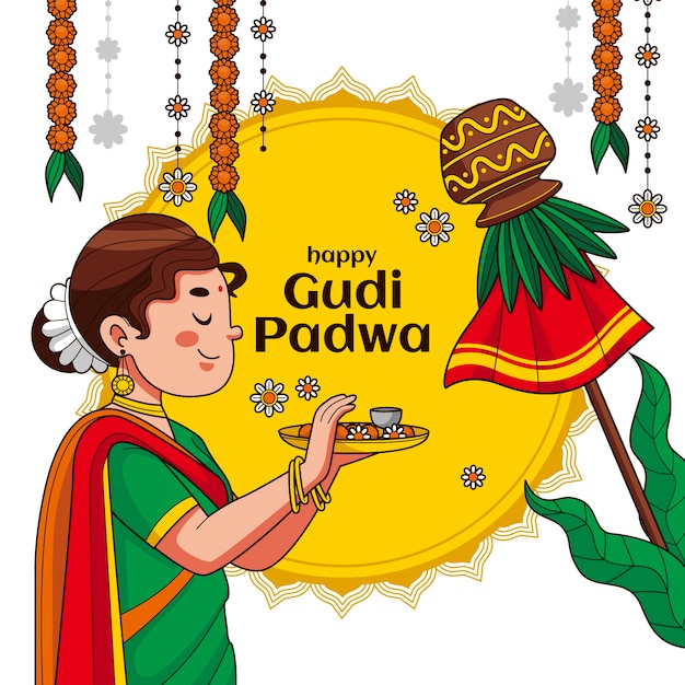 Bezpłatny wektor ręcznie narysowana ilustracja na festiwal gudi padwa