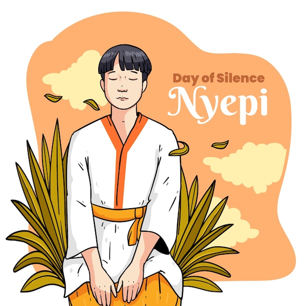 Ręcznie Narysowana Ilustracja Nyepi.