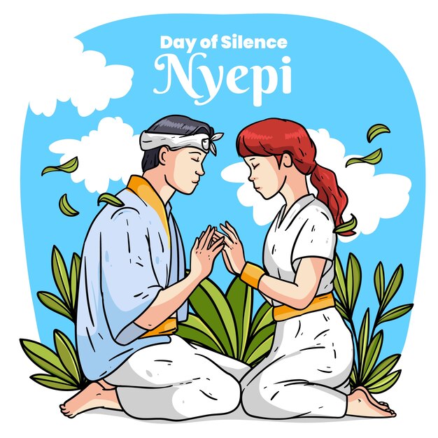 Bezpłatny wektor ręcznie narysowana ilustracja nyepi