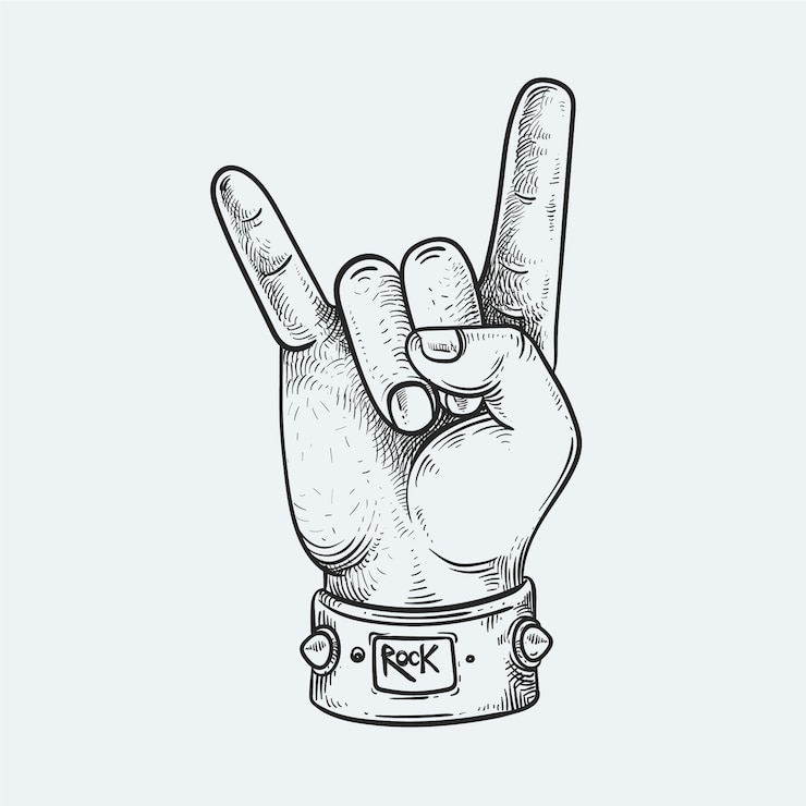 Bezpłatny plik Wektor ręcznie narysowana ilustracja obrysów rock and roll