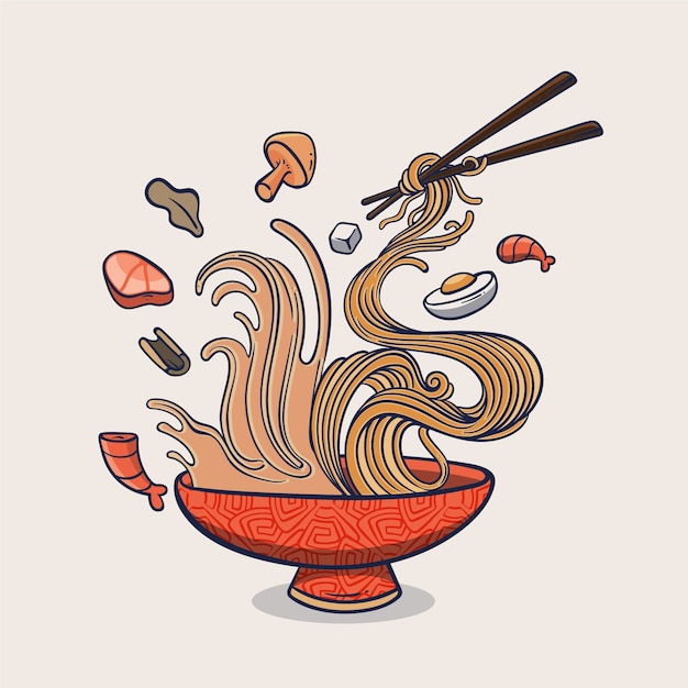 Bezpłatny wektor ręcznie narysowana ilustracja ramen