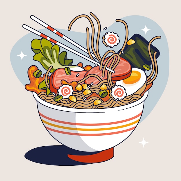 Ręcznie Narysowana Ilustracja Ramen