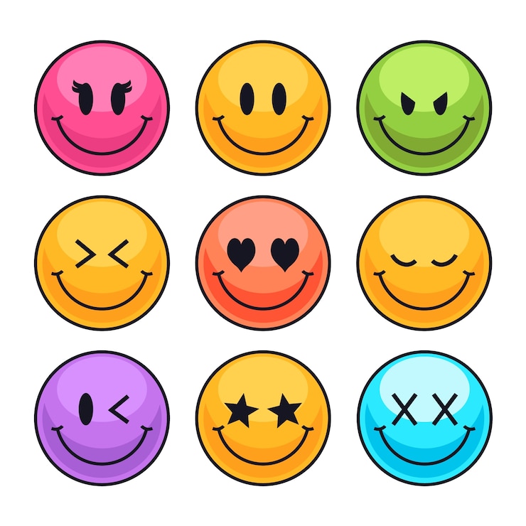 Bezpłatny plik Wektor ręcznie narysowana ilustracja retro smiley emoji
