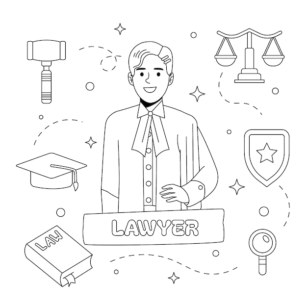 Ręcznie narysowana ilustracja rysunku prawnika
