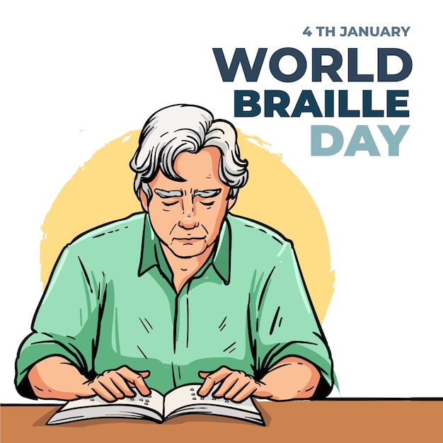 Ręcznie Narysowana Ilustracja światowego Dnia Braille'a