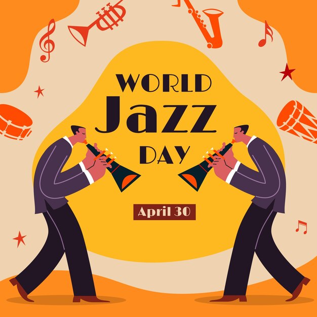 Ręcznie narysowana ilustracja Światowego Dnia Jazzu