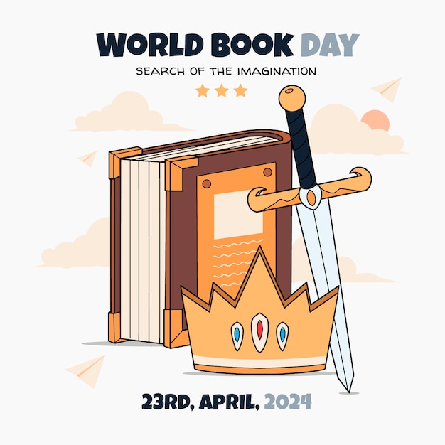Bezpłatny wektor ręcznie narysowana ilustracja światowego dnia książki