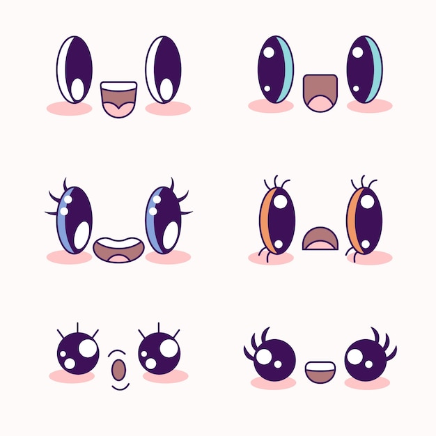Ręcznie narysowana ilustracja twarzy kawaii