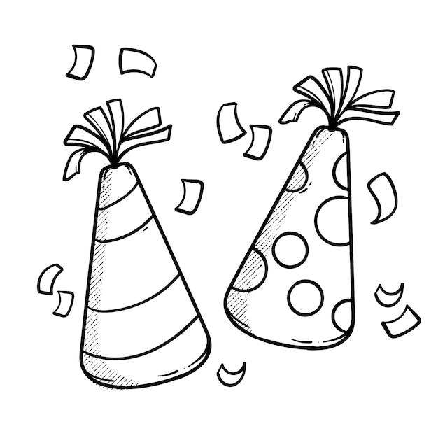 Bezpłatny wektor ręcznie narysowana ilustracja z kapeluszem urodzinowym