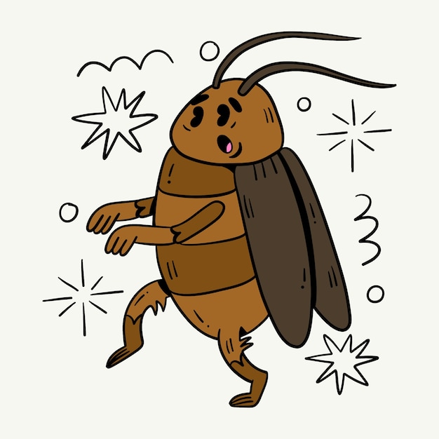 Ręcznie narysowana ilustracja z karikaturami karaluchów