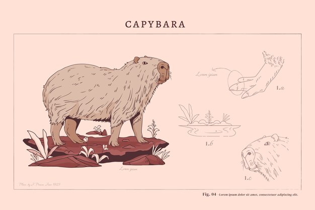 Ręcznie narysowana retro ilustracja zwierząt