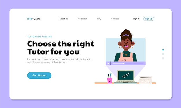 Bezpłatny wektor ręcznie narysowana strona docelowa nauczyciela online