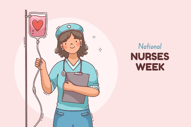 Bezpłatny wektor ręcznie narysowane tło na świętowanie narodowego tygodnia pielęgniarek