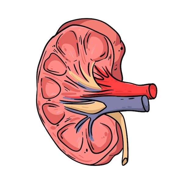 Bezpłatny wektor ręcznie narysowany rysunek nerki
