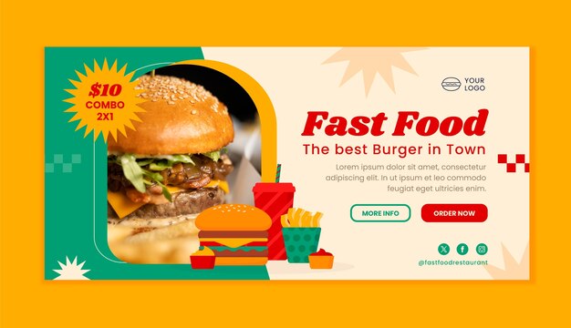 Bezpłatny wektor ręcznie narysowany szablon banera do sprzedaży fast foodów