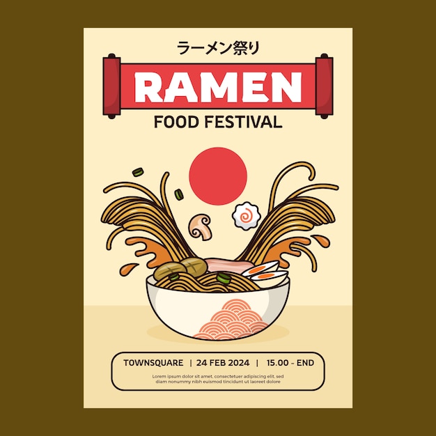 Ręcznie Narysowany Szablon Plakatu Ramen