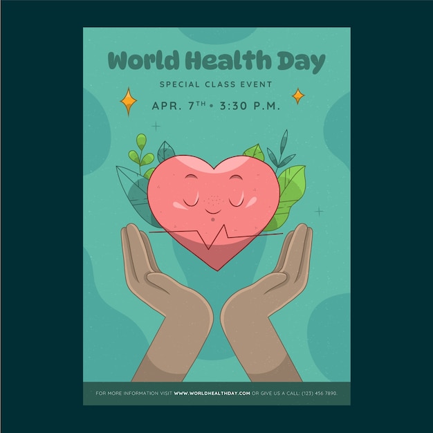 Bezpłatny wektor ręcznie narysowany wzór pionowego plakatu na światowy dzień zdrowia