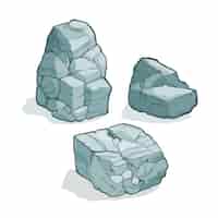 Bezpłatny wektor ręcznie narysowany zestaw obrysów kamiennych skał
