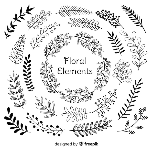 Ręcznie rysować elementy dekoracji kwiatowych
