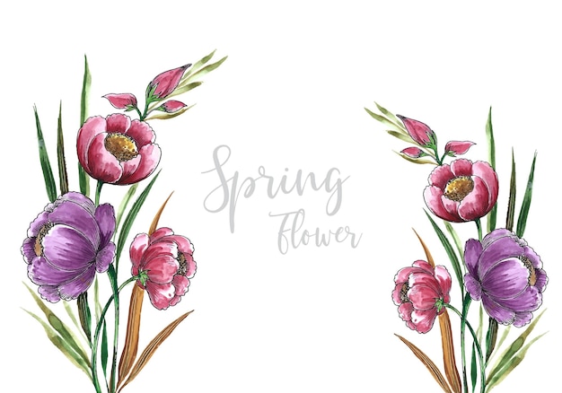 Bezpłatny wektor ręcznie rysować ozdobne kolorowe wiosenne kwiaty projekt ilustracji