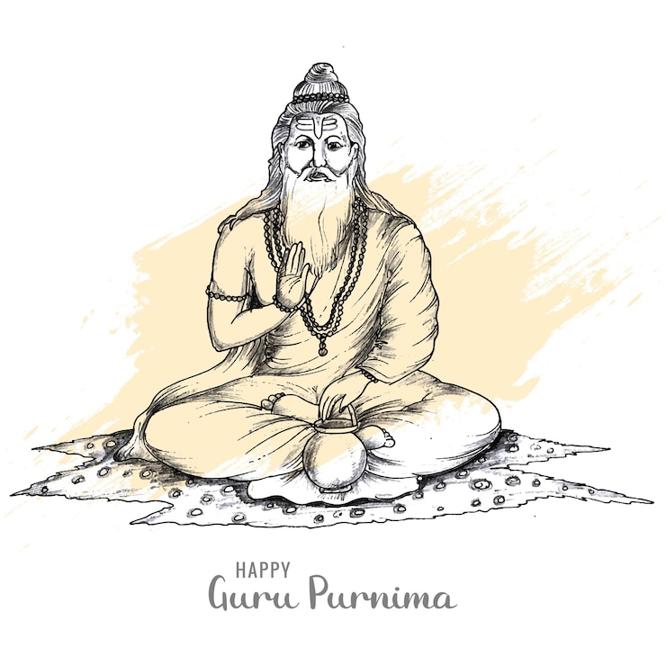 Bezpłatny plik Wektor ręcznie rysować szkic guru purnima na uhonorowaniu tła karty uroczystości