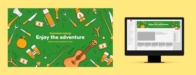 Bezpłatny wektor ręcznie rysowana grafika kanału youtube obóz letni