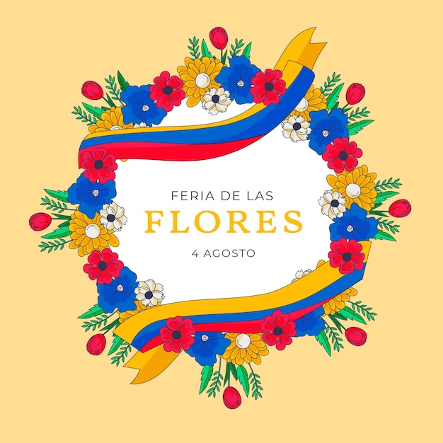 Ręcznie Rysowana Ilustracja Do Celebracji Kolumbijskich Kwiatów Feria De Las