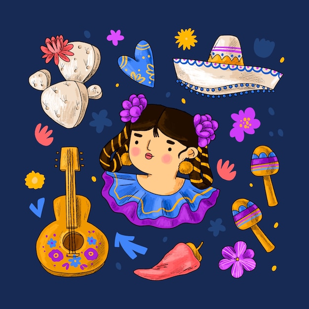 Bezpłatny wektor ręcznie rysowana ilustracja do obchodów cinco de mayo