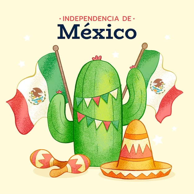 Bezpłatny wektor ręcznie rysowana ilustracja independencia de mexico