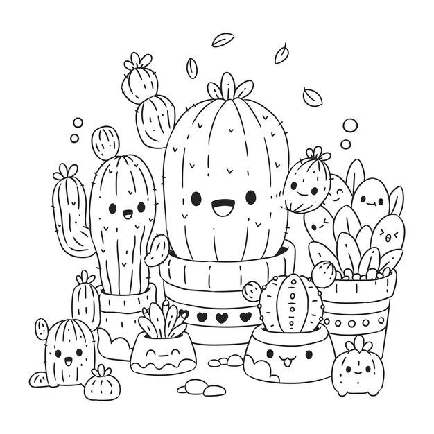 Ręcznie rysowana ilustracja kawaii