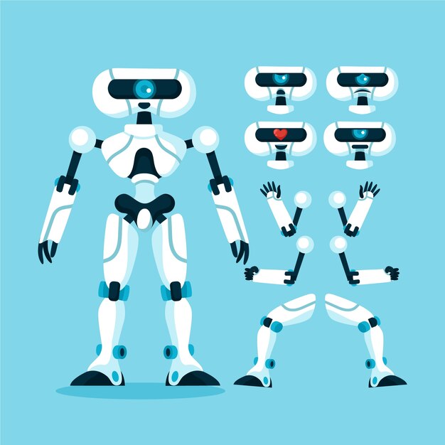 Ręcznie rysowana ilustracja konstruktor postaci robota