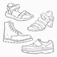 Bezpłatny wektor ręcznie rysowana ilustracja konturu buta