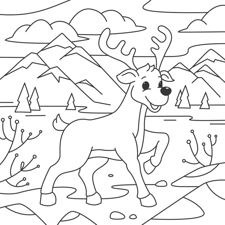 Bezpłatny plik Wektor ręcznie rysowana ilustracja konturu jelenia