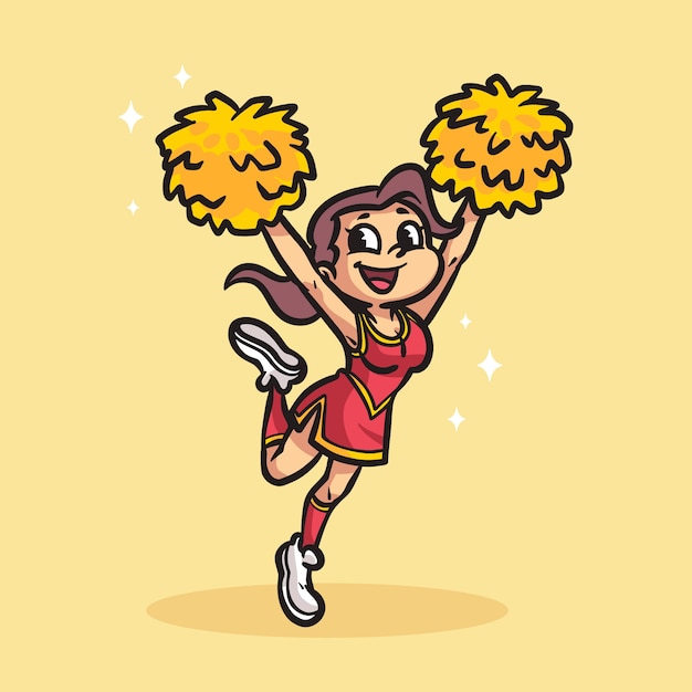 Ręcznie Rysowana Ilustracja Kreskówka Cheerleaderka