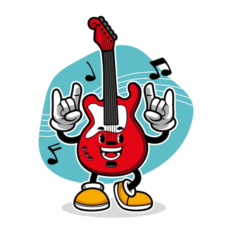 Bezpłatny plik Wektor ręcznie rysowana ilustracja kreskówka gitara elektryczna