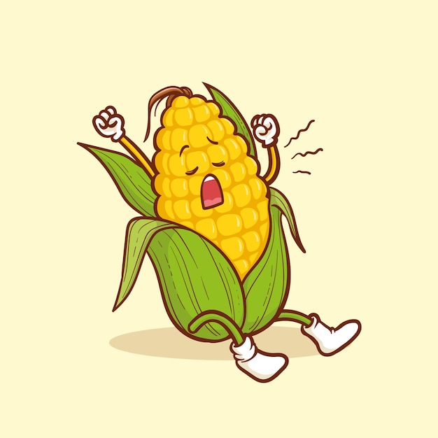 Bezpłatny wektor ręcznie rysowana ilustracja kreskówka kukurydzy