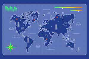 Bezpłatny wektor ręcznie rysowana ilustracja mapa świata