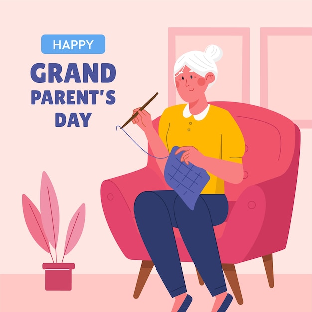 Bezpłatny wektor ręcznie rysowana ilustracja na obchody dnia dziadków